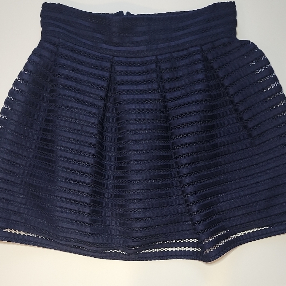 Revolution Deep Blue Textured Skater Skirt